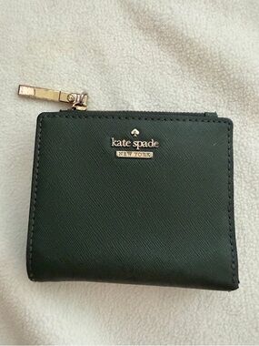 Kate Spade New York Small Bifold Wallet Army Green Saffiano Leather